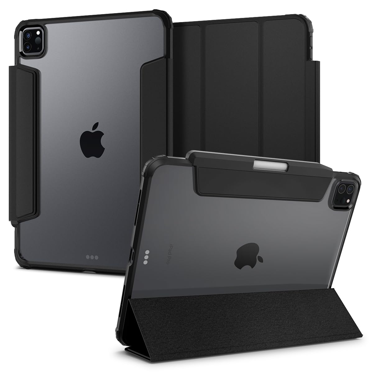 Spigen for iPad Pro 11 inch Case M2 4th Generation (2022) / 3rd Generation (2021) / 2nd Generation (2020) / 1st Generation (2018), Ultra Hybrid Pro Transparent Back and Pencil Holder, Black