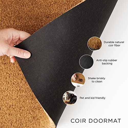DII Christmas Coir Door Mat Outdoor Cat & Dog Themed Doormat for Animal Lovers, 17x29, Dachshund Through The Snow