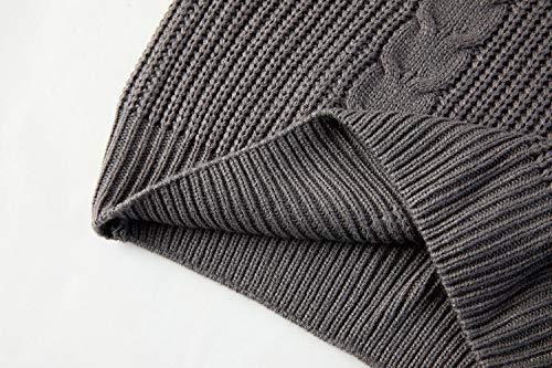 Womens Chunky Turtleneck Sweaters Plus Size Long Sleeve Cable Knit Casual Loose Jumper Tops Grey