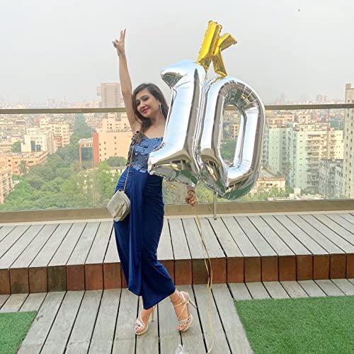 40 Inch Silver 40 Number Balloons Giant Jumbo Huge 40 Foil Mylar Helium Number Digital Balloons Silver Birthday Mylar Digital Balloons 40th Birthday Party 40th Anniversary Events Party Decorations
