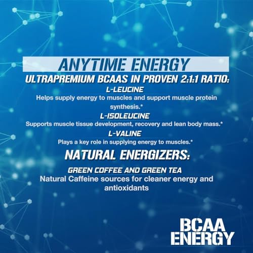 EVL BCAAs Amino Acids Powder - BCAA Energy Pre Workout Powder for Muscle Recovery Lean Growth and Endurance - Rehydrating BCAA Powder Post Workout Recovery Drink with Natural Caffeine - Furious Grape