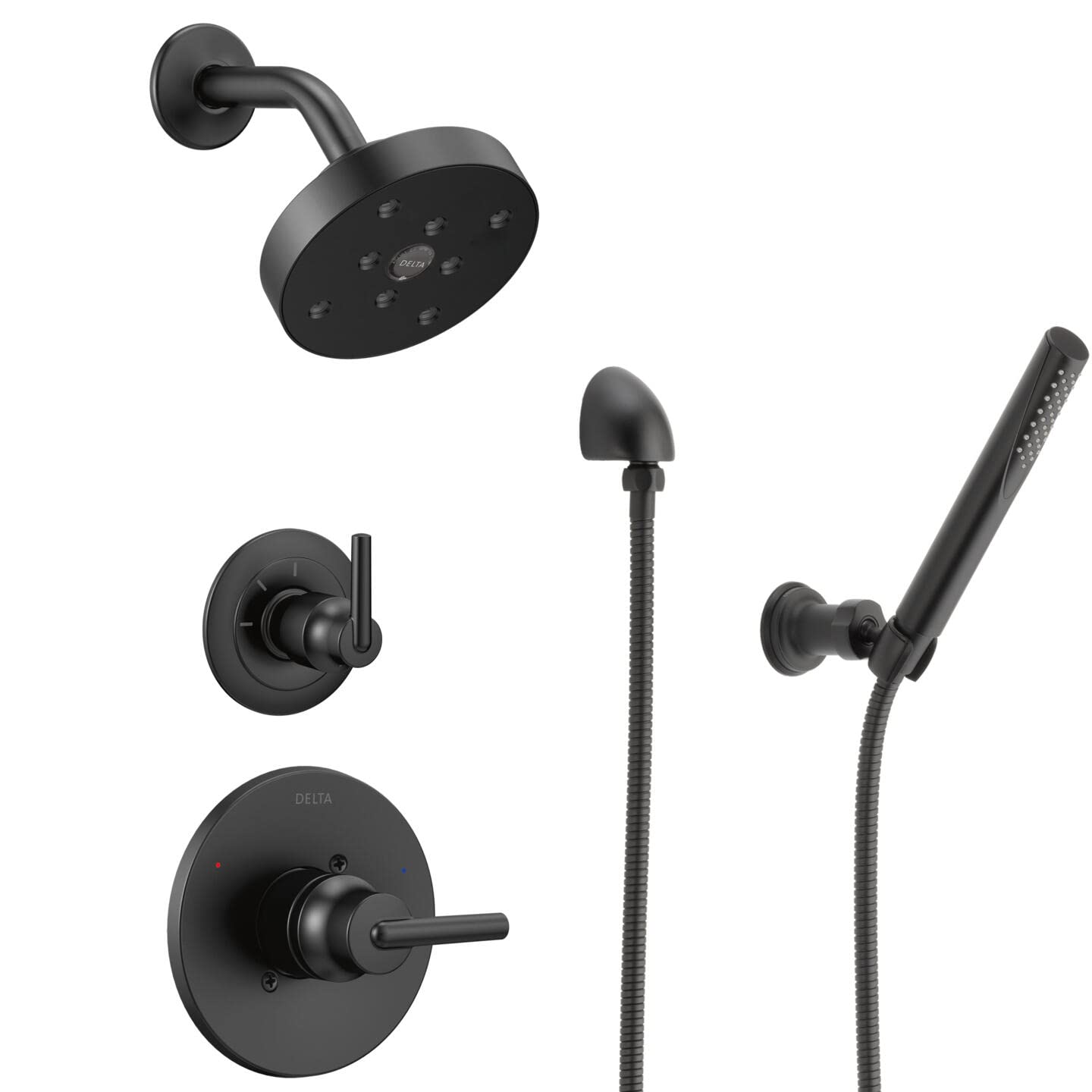 Delta Faucet Trinsic 3-Setting Matte Black Shower System Including Black Shower Head, Handheld Shower Handle, Shower Diverter and Shower Valve/Trim Kit, Matte Black