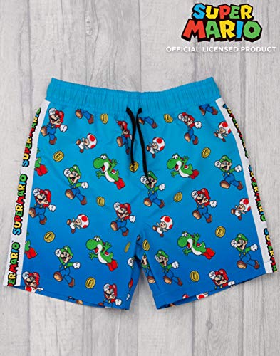 Super Mario Swim Shorts Boys Luigi Kids Gamer Swimming Trunks Pants (3-4 Years) Blue