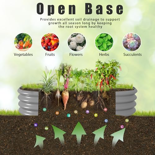 Tramull 2 Pack 4x2x1FT Galvanized Raised Garden Bed Kit Oval Metal Ground Planter Box Outdoor Bottomless Planter Raised Beds for Vegetables Flowers Herbs Fruits, Green