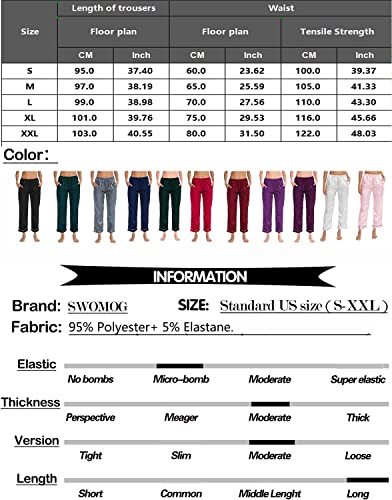 SWOMOG Women's Silk Satin Pajama Bottoms Wide Leg Pants Loose Lounge Lightweight Palazzo Pants Pj Casual Trousers with Pockets