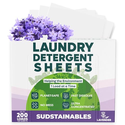 Laundry Detergent Sheets (200 Loads) - Eco Friendly Laundry Soap Detergent Strips I Eco Friendly, Zero Waste, Plastic Free, Planet Friendly (Lavendar)