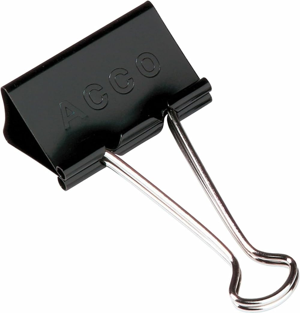 Acco Brand Binder Clips, Large, 1 Box, 12 Clips/Box (72100)