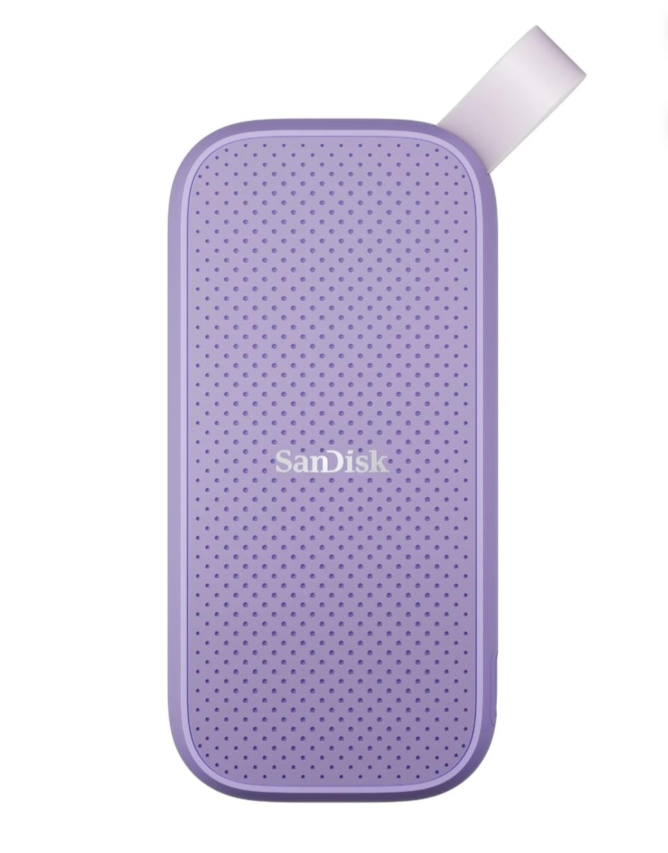 Sandisk 1TB Portable SSD - Lavender, Up to 800MB/s, USB-C, USB 3.2 Gen 2, External Solid State Drive - SDSSDE29-1T00-AWL