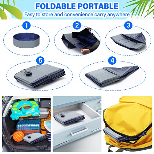 Dog Pool for Small Dogs, Plastic Pool for Kids, Dog Tub for Small Dogs, Dog Bathtub Portable, Foldable Pool for Dogs Slip-Resistant (32"x 8"