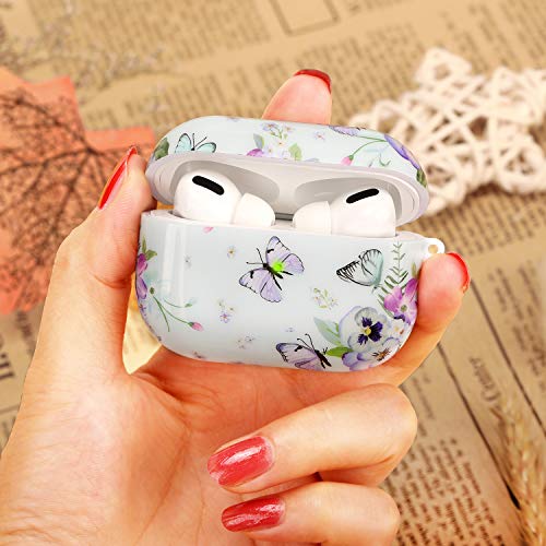 AirPods Pro 2nd Generation/1st Generation Case-KOREDA Cute Printed Design Hard Case for Airpods Pro 2, Shockproof Protective Cover for Airpods Pro (2023/2022/2019) with Keychain for Girls Women Men