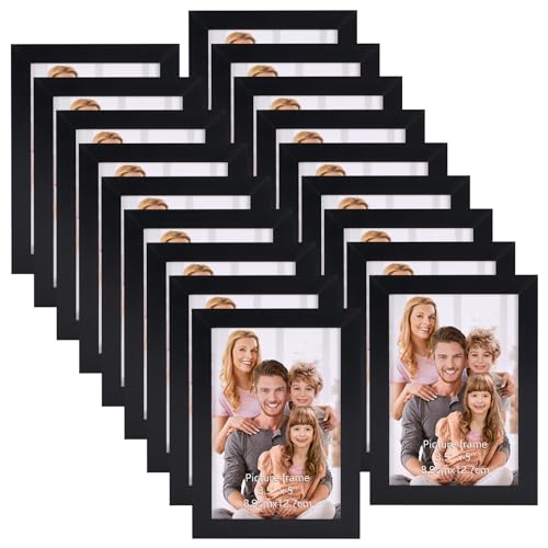 WIFTREY 18 Pack 3.5x5 Picture Frame Black, 3.5 x 5 Photo Frames Bulk for Wall Hanging or Tabletop Display
