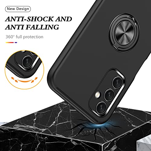 Dionsibei Galaxy A14 5G Case for Samsung Galaxy A14 5G Case Military Grade Shockproof Built-in Ring Holder Kickstand Car Mount Armor Heavy Duty Protective Case for Galaxy A14 5G Phone Case (Black)