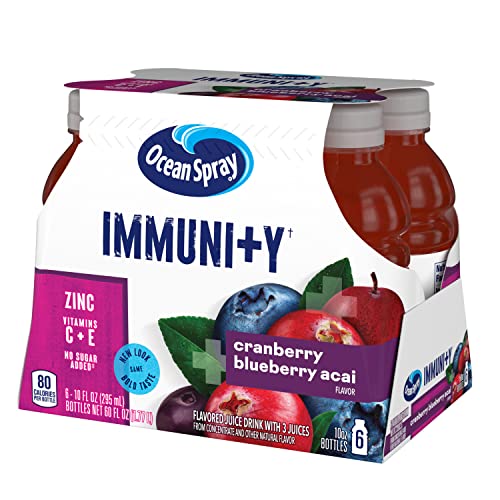Ocean Spray Immunity Cranberry Blueberry Acai Flavored Juice Drinks, 10 Fl Oz Bottles, 6 Count (Pack of 1)