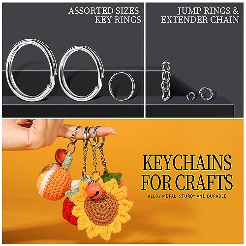 LEOBRO 265PCS Keychains Clips with Key Rings, Keychain, Metal Lobster Claw Clasps and Key Chain Rings, Key Chains Key Rings Bulk, Keychain Rings, Keychain Kit Lanyard Clip for Keys Crafts