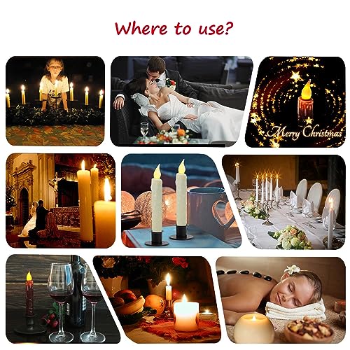 CVHOMEDECO. Real Wax Hand Dipped Battery Operated LED Timer Taper Candles Country Primitive Flameless Lights Décor, 6-3/4 Inch, Brown, 3 PCS in a Package