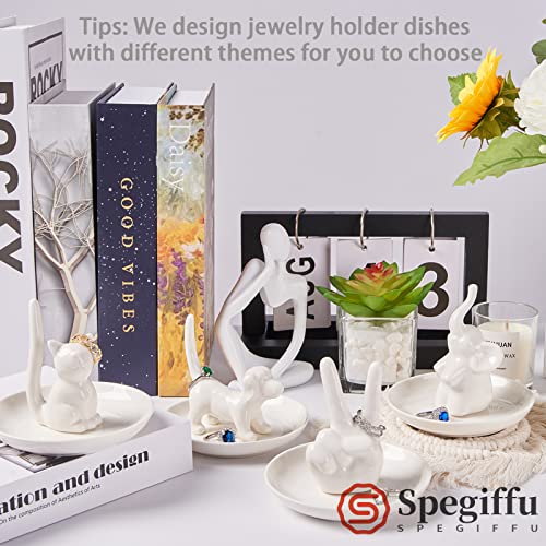 Spegiffu Cat Lover Gifts for Women - Cat Ring Trinket Dish Engagement Wedding Ring Holder, Funny Cat Themed Gifts for Women Cat Lady Cat Mom Gifts for Cat Lovers Friends Birthday Xmas Valentines
