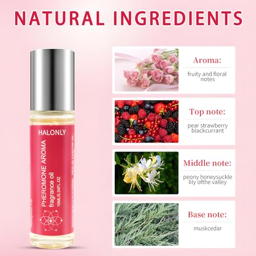 Halonly Roll-On Pheromone Perfume for Women, rollerball perfume, travel perfume, clean perfume Long-Lasting Pheromone-Infused Essential Oil - 0.34 fl.oz (10mL)