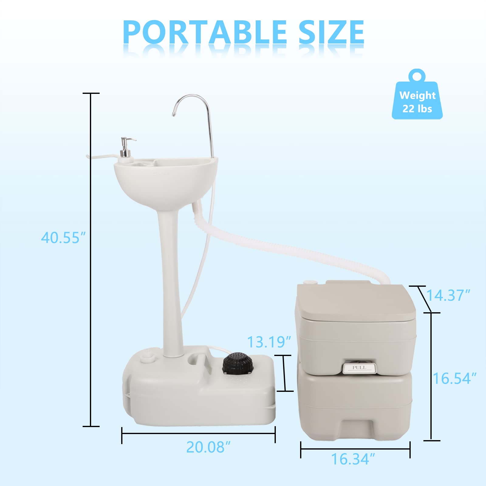 Outvita Portable Sink and Toilet Combo, 5 Gallon Hand Washing Station & 5.3 gallon Flushing Toilet, Detachable Wastewater Recycled Perfect for Outdoor Camping RV Travel Boat
