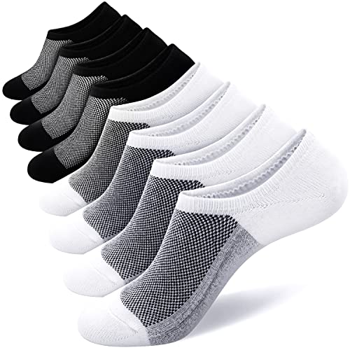 SIXDAYSOX 8 Pairs No Show Mens Socks Invisible Ondo Low Cut Socks Thin Non-Slip Cotton Socks Casual Loafer Socks Size 5-8