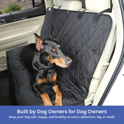 4Knines Dog Seat Cover Without Hammock for Fold-Down Rear Bench Seat 60/40 Split and Middle Seat Belt Capable - Black Extra Large - for Full Size Trucks and Large SUVs - USA Based Company