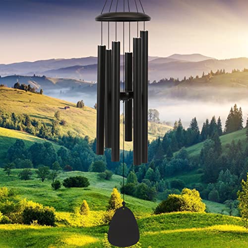FSVGYY Wind-Chimes-Outdoor-Large-Decor, Deep Tone Soothing Melodic Tones Windchimes, Wind Chimes for Outside, Memorial Wind Chimes Best Gift for Mom Women Grandma Neighbors(32" Black)