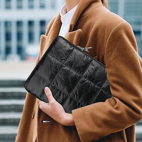 LIUDENWIN 13 14 Inch Laptop Sleeve, Lightweight Padded,Cute Quilted Puffer Laptop Sleeve for Women, Compatible for MacBook Pro13,14/MacBook Air M1 M2/13''-14'' Dell HP ASUS Acer Surface PC-Gold