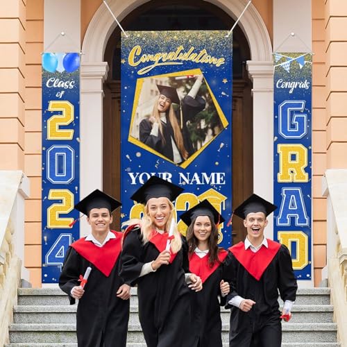 Graduation Yard Signs Class of 2024 - Blue Graduation Decorations - 2024 Graduation Party Decorations - Congratulations Banner for College High School