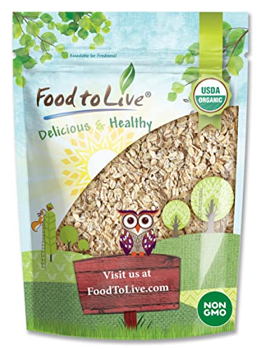 Food to Live Organic Rolled Oats, 1 Pound – Old-Fashioned, 100% Whole Grain, Non-GMO, Raw, Kosher, Bulk Oats. Perfect for Morning Oatmeal and Overnight Oats
