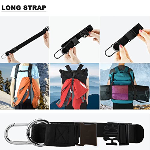 ZINZ Elastic Jacket Gripper Travel Strap with D-Ring Hooks and Buckle, Suitcase Straps Belts Travel Accessories, Makes Your Hands Free,Black