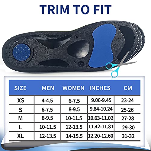PCSsole Orthotic High Arch Support Insoles, Comfort Gel Work Boot Insert for Flat Feet, Plantar Fasciitis, Feet Pain, Heel Spur Pain,Metatarsalgia,Over Pronation for Men and Women(24cm)