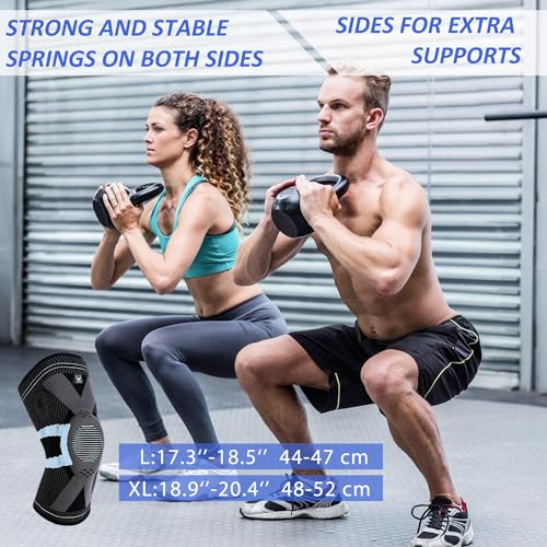 TANGABA Knee Brace with Patella Pad & Side Stabilizers (Large), Non-Slip Knee Support for Joint Knee Pain Relief Women and Men, Knee Support for Working, Running, Weightlifting, Fitness-1 Pack