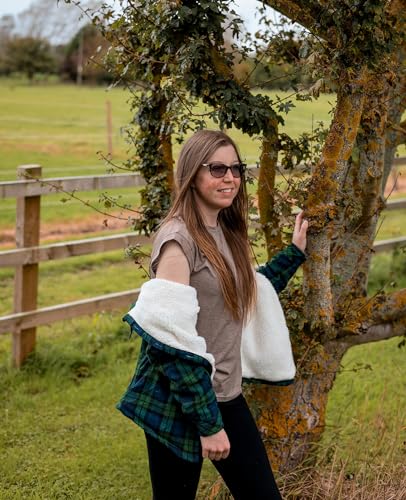 Womens Hooded Flannel Shacket Jacket Zip Up Oversized Plaid Flannel Shirt Women Flannel Hoodie Fall Flannels Red Blue S