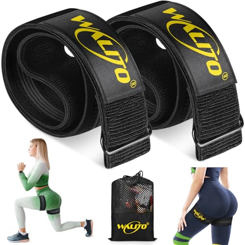 Booty Bands for Women Glutes - BFR Blood Flow Restriction Bands with Weekly Plan for Legs, Butt & Hip Building, Occlusion Bands for Workouts, Fabric Bands for Squat Butt & Thigh (Black Yellow Bands)