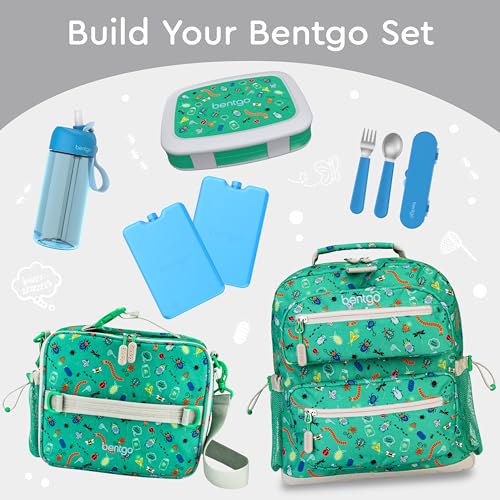 Bentgo Kids Prints Leak-Proof, 5-Compartment Bento-Style Kids Lunch Box - Ideal Portion Sizes for Ages 3-7, Durable, Drop-Proof, Dishwasher Safe, & Made with BPA-Free Materials (Sports)