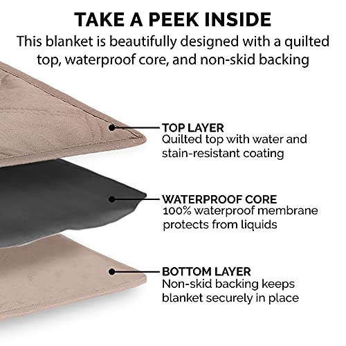 Furhaven Waterproof & Non-Slip King Size Mattress Cover Protector for Dogs & Cats, Washable, For Beds, Couches, & Car Seats - Quilted Twill Blanket Mattress Cover - Brownstone, Jumbo/King Size
