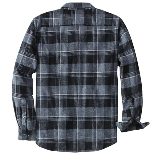 Dubinik® Flannel Shirt for Men 100% Cotton Mens Flannel Shirts Long Sleeve Plaid Soft Casual Button Down Shirt Men