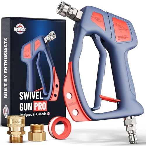 McKillans® Swivel Gun PRO - Short Pressure Washer Gun with Swivel - Innovative Nozzle Holder - High Pressure Washer Handle - 3/8" Male Plug & 1/4” Quick Connect Coupler - Car Wash Power Water Gun