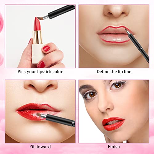 Arqumi 2 Pack Lip Applicator for Makeup, Dual-ended Lip Brush with Protective Lid, Single-ended Lip Brush Retractable Lipstick Applicator for Lip Gloss, Lip Mask, Eyeshadow, Lip Cream, Black