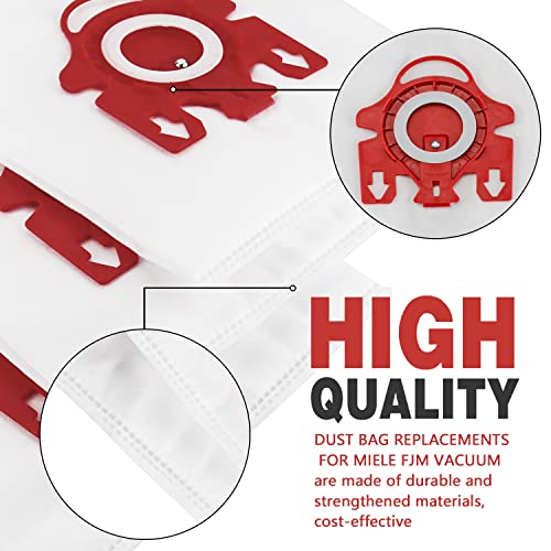 3D Airclean Dust Bags Replacement for Miele FJM Vacuum Compact C2 Compact C1 Complete C1 S241 S290 S300i S500 S700 S4 S6 Series (Pack of 10) with 3 Motor Protection Filters 3 Air.Clean Filters