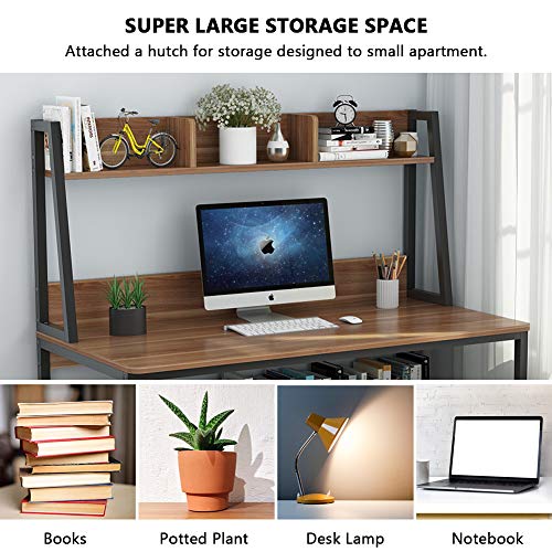 Tribesigns Computer Desk with Hutch, 47 inches Home Office Desk with Space Saving Design with Bookshelf for Small Spaces