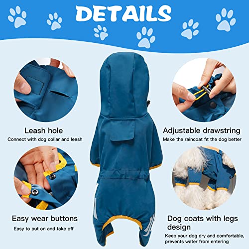Annchwool Dog Raincoat with Hood for Puppy Small Medium Dogs,Waterproof Dog Rain Coat Jacket with Reflective Strap and Leash Hole,Easy to Put On & Off Poncho(Yellow,S)