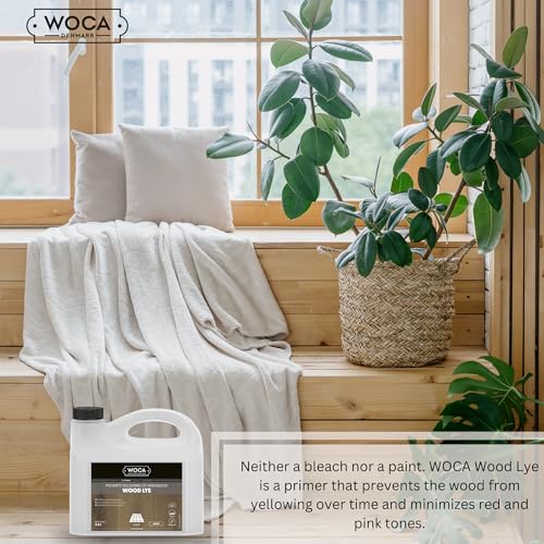 WOCA Denmark Wood Lye – Scandinavian Light Wood Stain for Whitewashing & Driftwood Effect – White, 2.5L – Reduces Yellowing on Indoor Wood