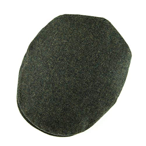 VOBOOM Men's Herringbone Flat Ivy Newsboy Hat Wool Blend Gatsby Cabbie Cap (Army Green, 7 1/8)