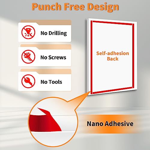PUJIANG 3Pack Acrylic Sign Holder 8.5x11 Wall Mount,Clear Wall Sign Holder with Tape,Horizontal & Vertical Display,Plastic Sign Holder for Wall Door Glass Window Fridge-No Drilling