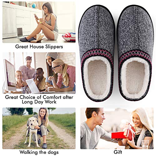House Bedroom Slippers for Women Indoor and Outdoor with Fuzzy Lining Memory Foam(Baby Pink,5/6)