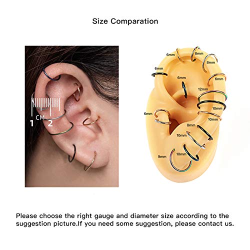 WBRWP Hypoallergenic Nose-Rings-Hoop with AB Purple Zircon : 18G(1.0mm) Diameter 8mm Hinged Segment Ring Body Piercing Nose Hoop Lip Rings Helix Cartilage Rook Earrings Diameter 10mm, Rose Gold Color