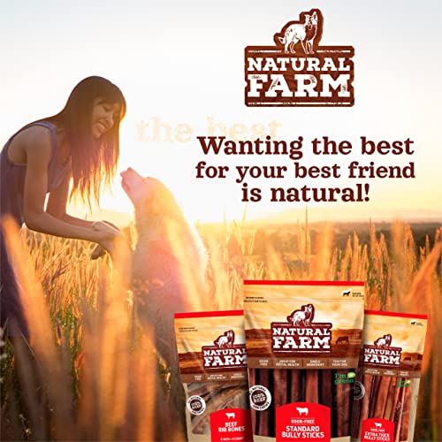 Natural Farm Odor-Free Super Collagen Dog Chews (3-5 Inch, 10-Pack) The First Ever Real Bull Sticks Alternative: 100% Natural Angus Hide Collagen Treats - More Protein, More Chew Time for All Dogs