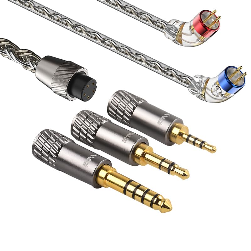 FAAEAL CVJ Earphone Upgrade Cable with 2PIN 0.78mm,OFC Silver-Plated Headphone Wire,2.5/4.4/3.5mm Swappable Plug Earbuds Line for BLON TANGZU 7HZ Kinera Celest Pandamon (0.78mm+2.5/3.5/4.4mm Plugs)