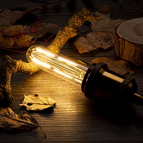 YFXRLIGHT Dimmable T10 LED Bulbs Warm White 2700K LED Tubular Edison Light Bulbs 4W Tube Vintage Led Bulbs 40 Watt Equivalent,E26 Base, LED Filament Retro Bulb for Desk Lamp, Pendant Lights,6 Pack
