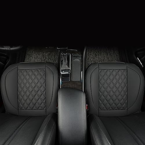 Vankerful 1 Pack Leather Front Car Seat Covers,Bottom Seat Covers for Cars,Driver Car Seat Cover,Luxury Seat Protectors,Waterproof,Anti-Slip,Full Wrap,for Most Vehicles,Sedan,Truck,SUV(Black)